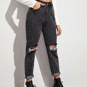 High waisted ripped mom jeans